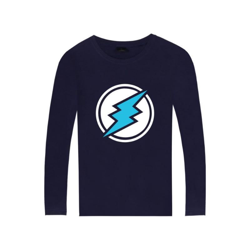 

Men's T-Shirts Electroneum Logo Print T-shirt Blockchain Cotton Long Sleeve Tees Cryptocurrencies Summer Tshirt, Black