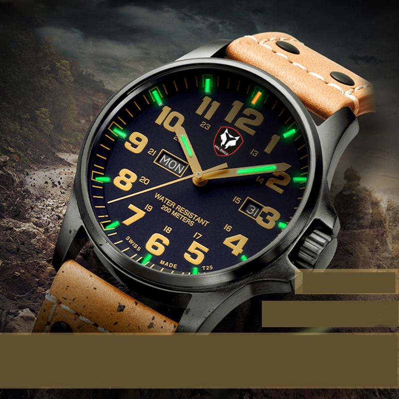 

Wristwatches Male Quartz Watches Self-illuminating 20ATM Mineral Glass Stainless Steel Outdoor Tritium Trachea Diving Wrist Watch For Men, Model 5