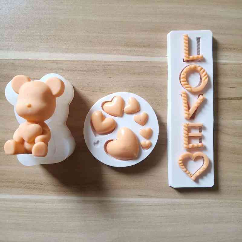 Hot Buy 3D Silicones Loving Heart Bear Formidal Bakery Fountain Cake Tool Chocolate Candy Cookies Baked Soap Malls-image-692860502
