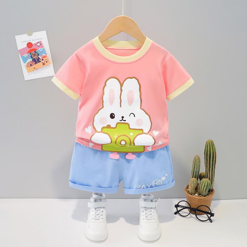 

Summer Kids Clothes Girls Sets Baby Boys Animal Printed Tops+Shorts Pants Shorts Outfits Clothing, White