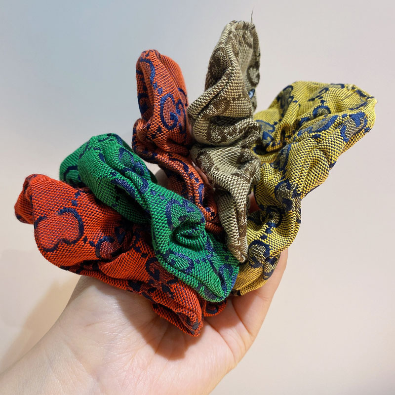 

9color Korean Vintage Retro Large Intestine Hair Ties Ropes Designer Letters Print Rainbow Elastic Rubber Bands for Women Girls Scrunchies Hairbands Headwarps
