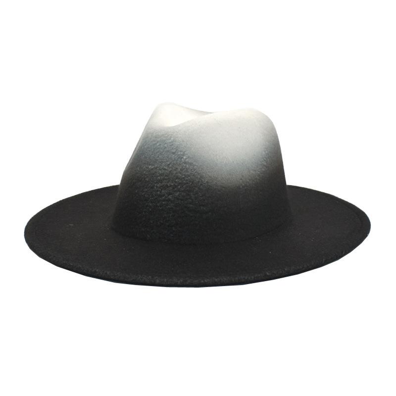 

Berets Fedora Hats Gradient Color Felt Hat Men Women Spring Autumn Formal Dress Panama Sombreros De Mujer Top NZ191, Black