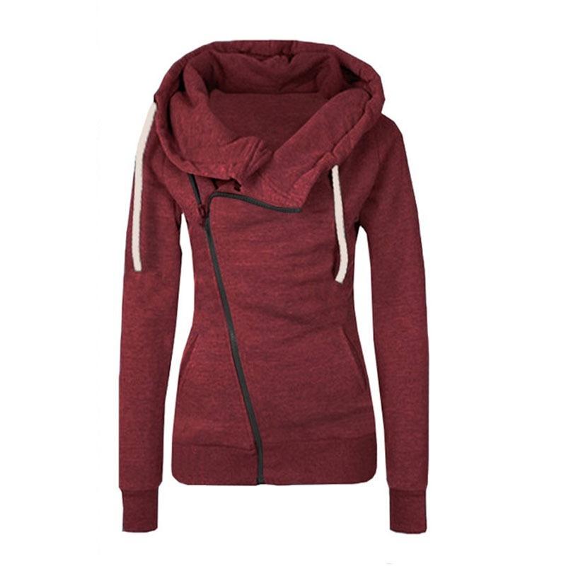 

Women' Hoodies & Sweatshirts ZOGAA Women Streetwear Oblique Side Zipper Hoodie Ladies 4 Color Casual Solid Plus SizeS-3XL, Black