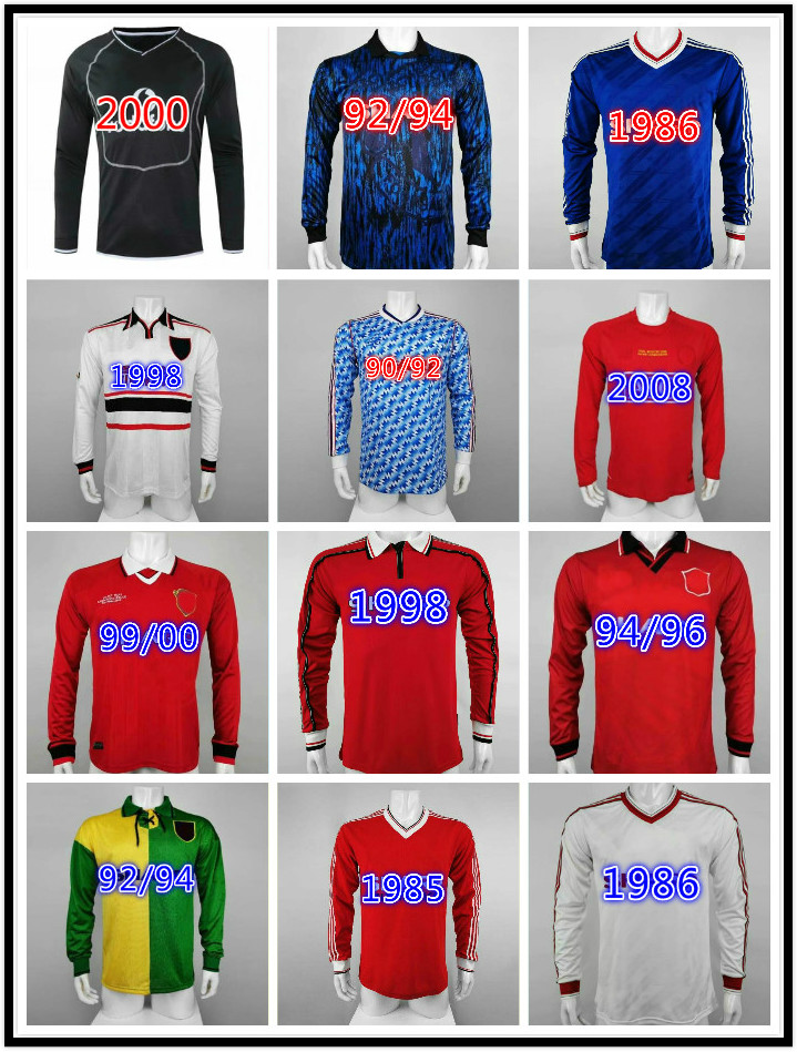 

92 98 Long Sleeve KEANE GIGGS CANTONA Soccer Jerseys RETRO BECKHAM SOLSKJAER KEANE RONALDO ROONEY SCHOLES Home Away Football Shirt, Black;yellow