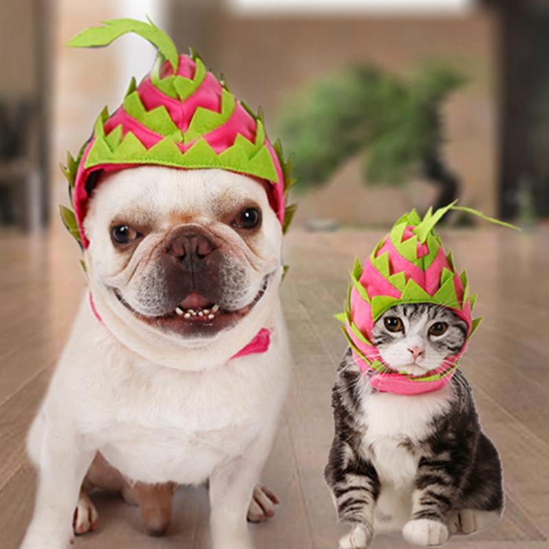 

Dog Apparel Adjustable Pineapple Pet Cute Holiday Party Hat Costume Pitaya Fruit Design Accessories Headband For Dogs Cats