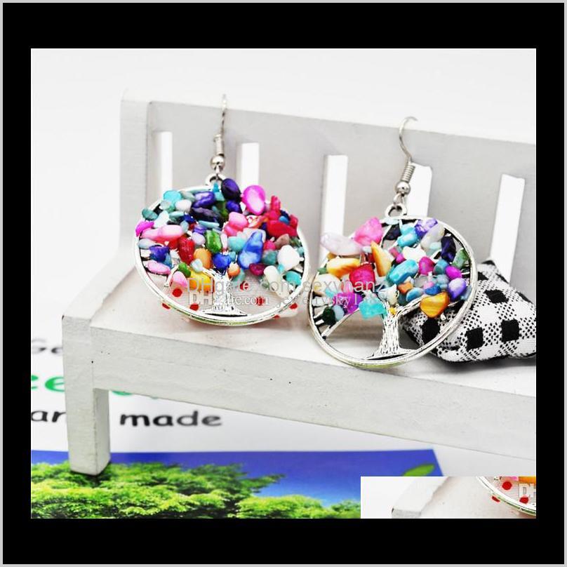 

Women Rainbow 7 Chakra Amethyst Of Life Pendant Earrings Multicolor Wisdom Tree Natural Stone Dangle Chandelier Earring Fine D2Gjk Eogr6