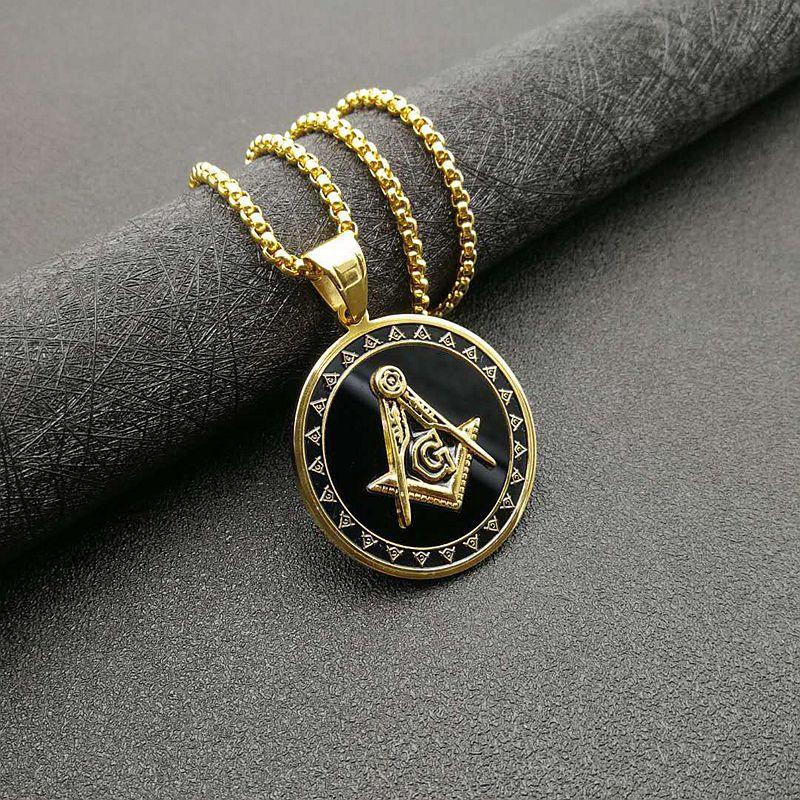 

Chains Trend Hip Hop Jewelry Freemasonry Ag Pendant Necklace For Men Suitable Amulet, Silver