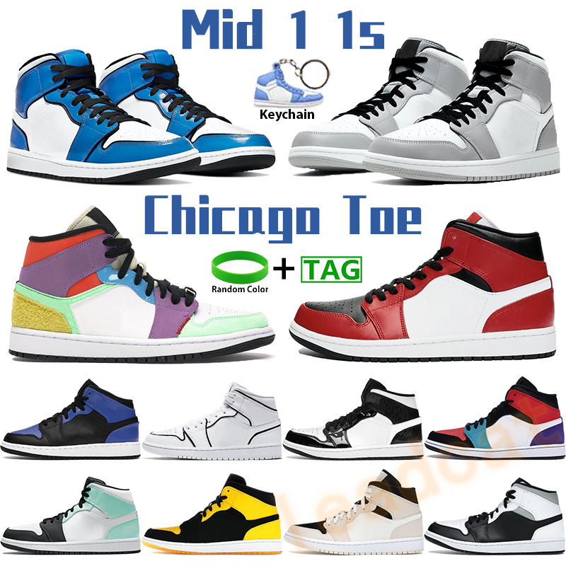 

Mid 1 mens basketball shoes light smoke grey chicago toe 1s trainers carbon fiber south beach signal blue bred multi-color hyper royal men women sneakers, Bubble wrap packaging