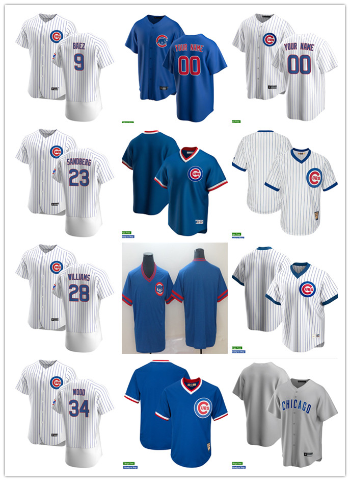 

Men Women Youth Chicago Cubs 28 Mitch Williams 34 Kerry Wood 9 Javier Baez 23 Ryne Sandberg custom Baseball Jersey Blank blue white gray, Blue;black