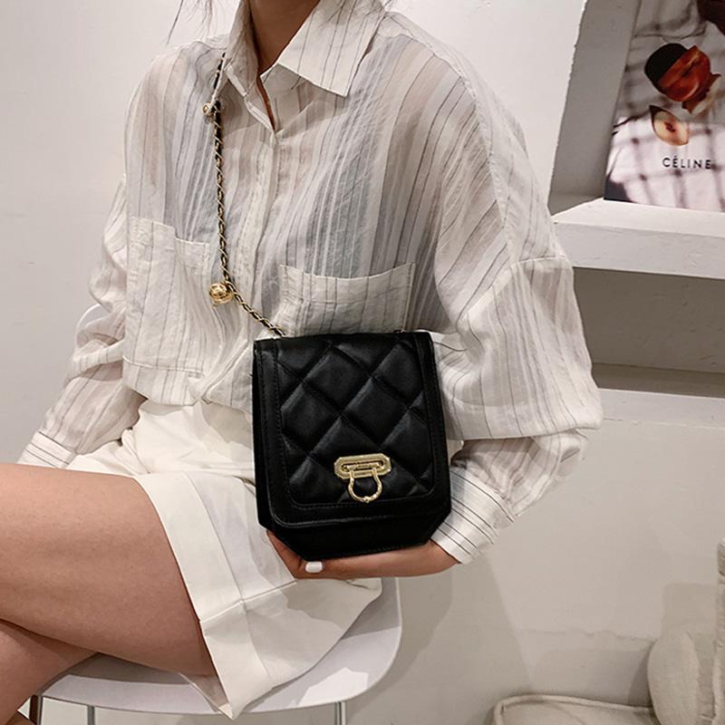 

Cross Body Simple Solid Color Plaid Single Shoulder Diagonal Ladies Small Square Bags 2021 Fashion Handbag Versatile Beach Bag