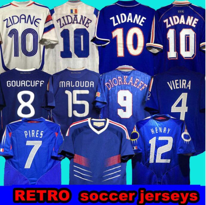 

2006 FRANCE RETRO soccer Jerseys 1982 1998 2010 ZIDANE HENRY MAILLOT DE FOOT 2000 02 2004 finals 1984, 1996 home