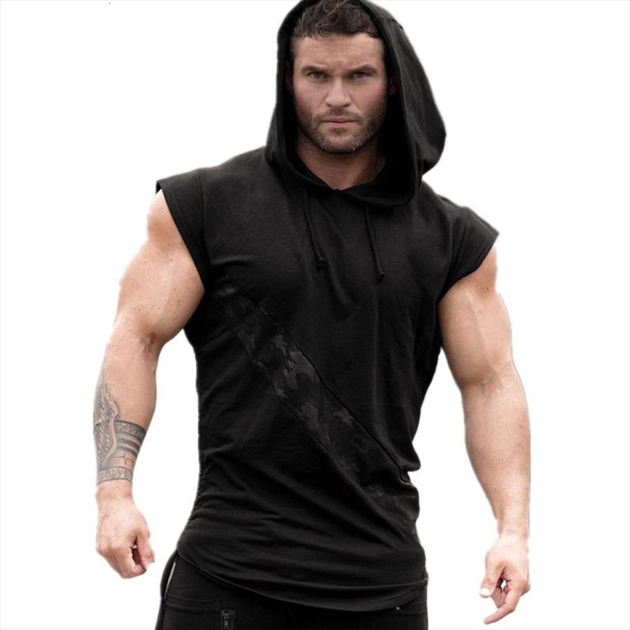 

men bodybuilding tank gyms mens fitness vest sleeveless hoodie male summer casual workout stringer sweatshirt clothing, White;black