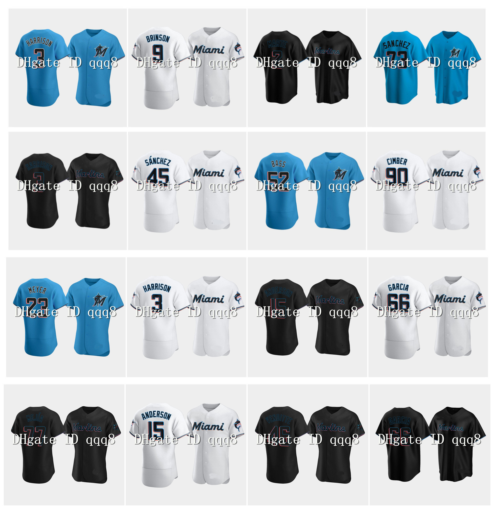 

Miami Brian Anderson Jersey Marlin Corey Dickerson Lewis Brinson Miguel Rojas Sandy Alcantara Monte Harrison Anthony Bass Sixto Sanchez Adam, Blue;black