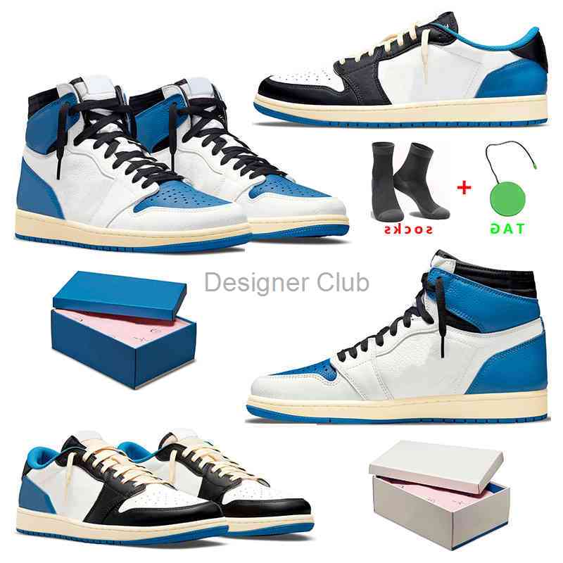 

Travis Scotts x Fragment men basketball shoes 1s shoes 1 High Low OG SP Military Blue women mens trainers sports sneakers size US5.5-12, With og box