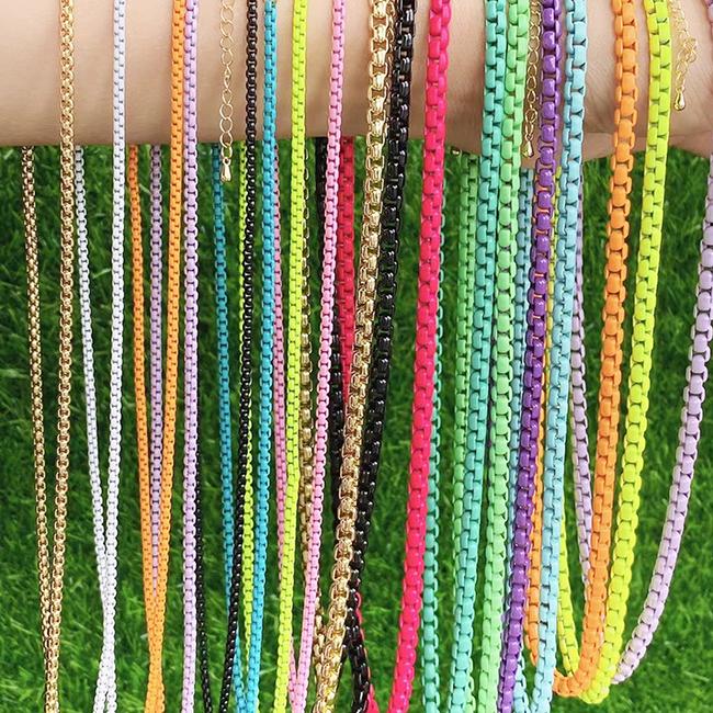 

Chokers 3 Meter Spray Paint Chain Colorful Metal Necklace Long Accessories Women Jewelry Gift 51768