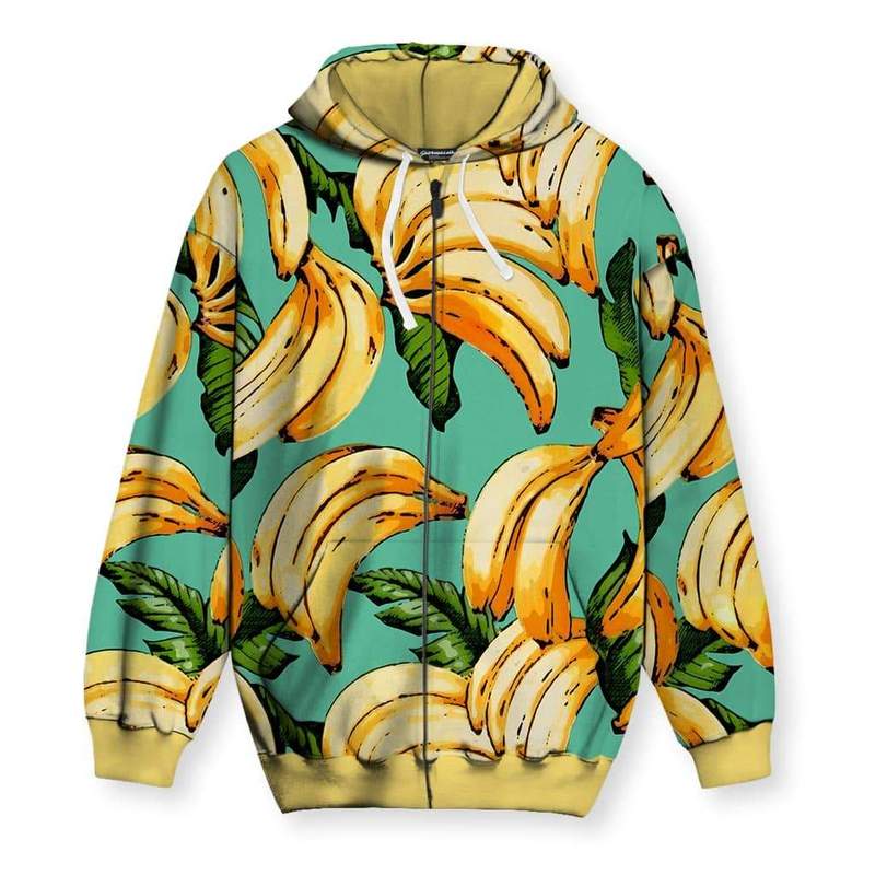 

banana pattern men s zipup hoodie visual impact party top punk gothic round neck high quality american sweatshirt hoodie, Black