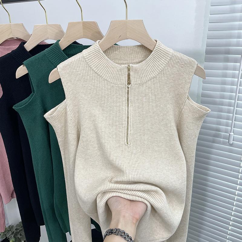 

Women's Sweaters Green Strapless Sexy Korean Style Fashion Pullovers For Ladies Autumn Winter 2021 Clothing Sweater Tops Blouses Female, White;black