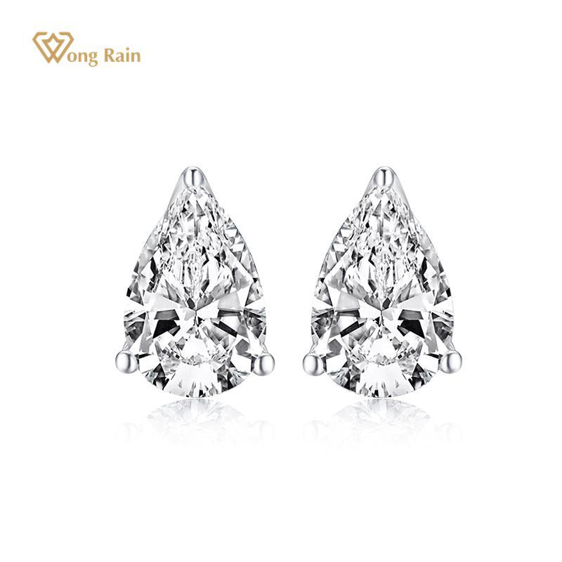

Wong Rain Luxury 925 Sterling Silver Water Drop Created Moissanite Gemstone Diamonds White Gold Earrings For Women Fine Jewelry