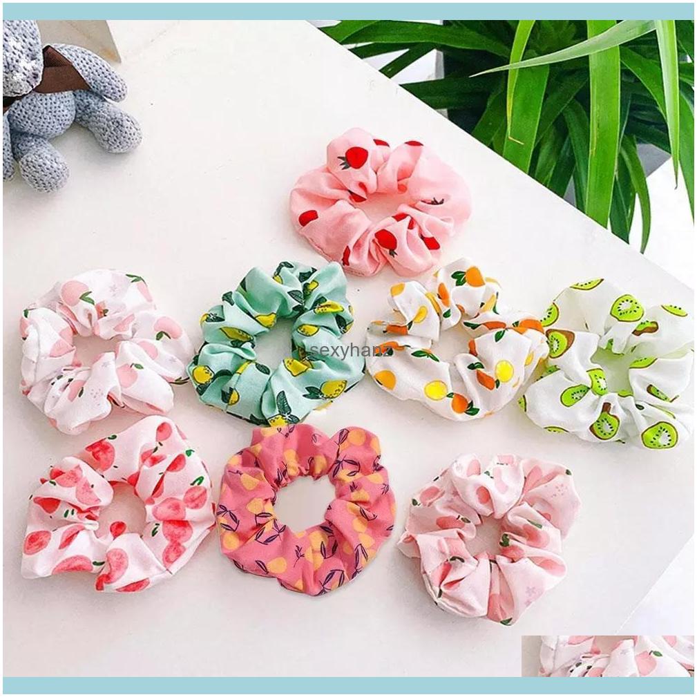 

Headbands Jewelry Friut Print Candy Color Stberry Girl Circle Chiffon Lady Scrunchies Elastic Band Hair Starry Romance Drop Delivery 2021 Ea