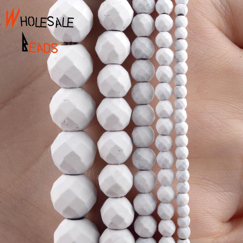 

Other Natural Stone Faceted White Hematite Rubber Round Spacer Loose Beads For DIY Jewelry Making Necklace Bracelet Accessories 2-10mm