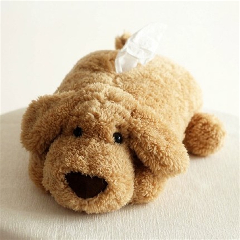 

Cartoon carton creative Teddy plush toy paper towel cloth cover car accessories dog doll