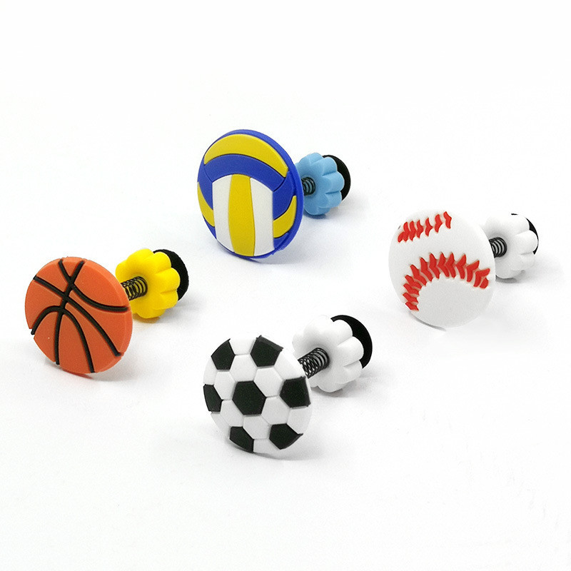 

10pcs Charms Cartoon Sports Ball Shoe Accessories Football Basketball Buckle Decorations Fit Croc Wristband JIBZ Kids X-mas
