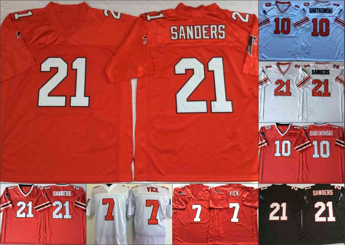 

NCAA vintage jersey 4 Brett Favre 7 Michael Vick 21 Deion Sanders 10 Steve Bartkowski Football Jerseys White Red Black Retro Stitched Mens