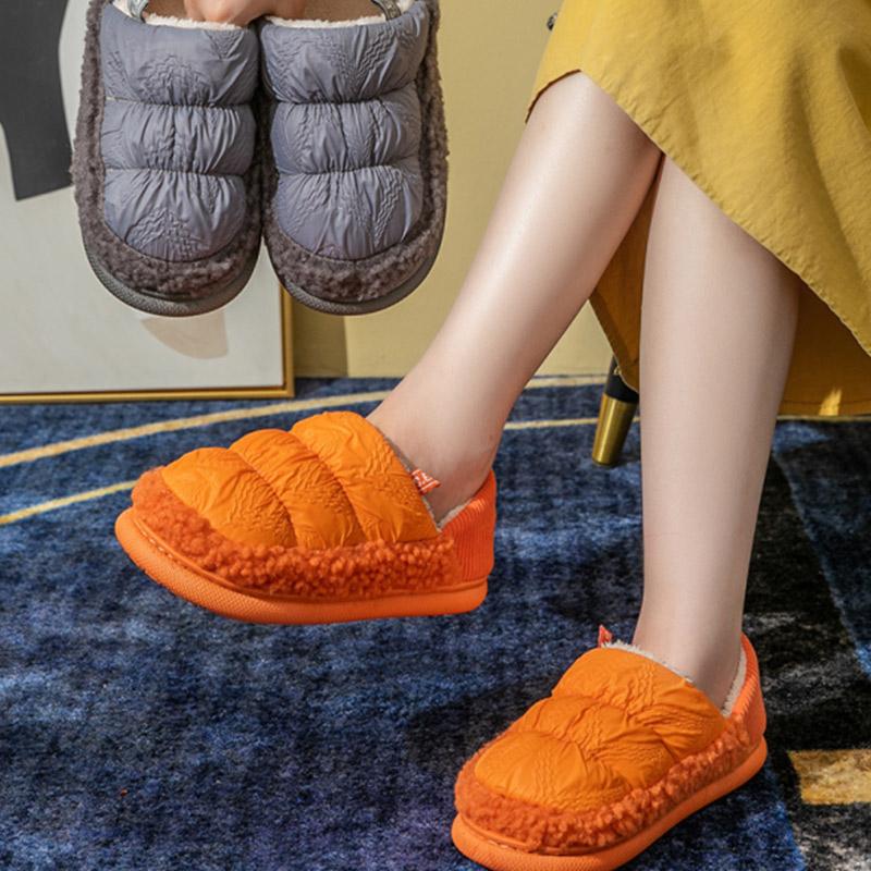 

Slippers Women Winter Couple Cotton Furry Warm Home Slipper For Lady Indoor Sewing Fabric Soft Non-slip Female Shoe Footwear, Yellow