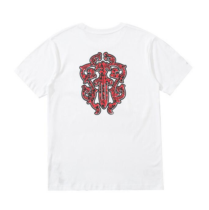 

mens t shirt Summer Chrome Sanskrit Hearts red big sword bayonet print men and women short-sleeved T-shirt tide Clothing, White;black