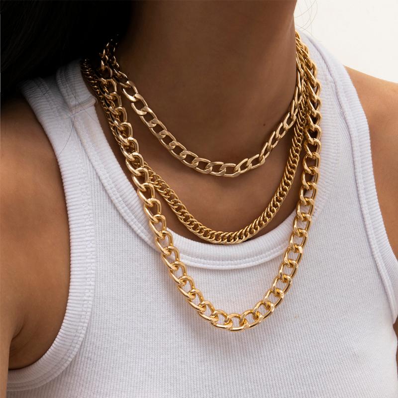 

Pendant Necklaces Lacteo 3Pcs/Set Hip Hop Punk Cross Clavicle Chain Choker Necklace For Women Statement Multi Layer Charm Jewelry