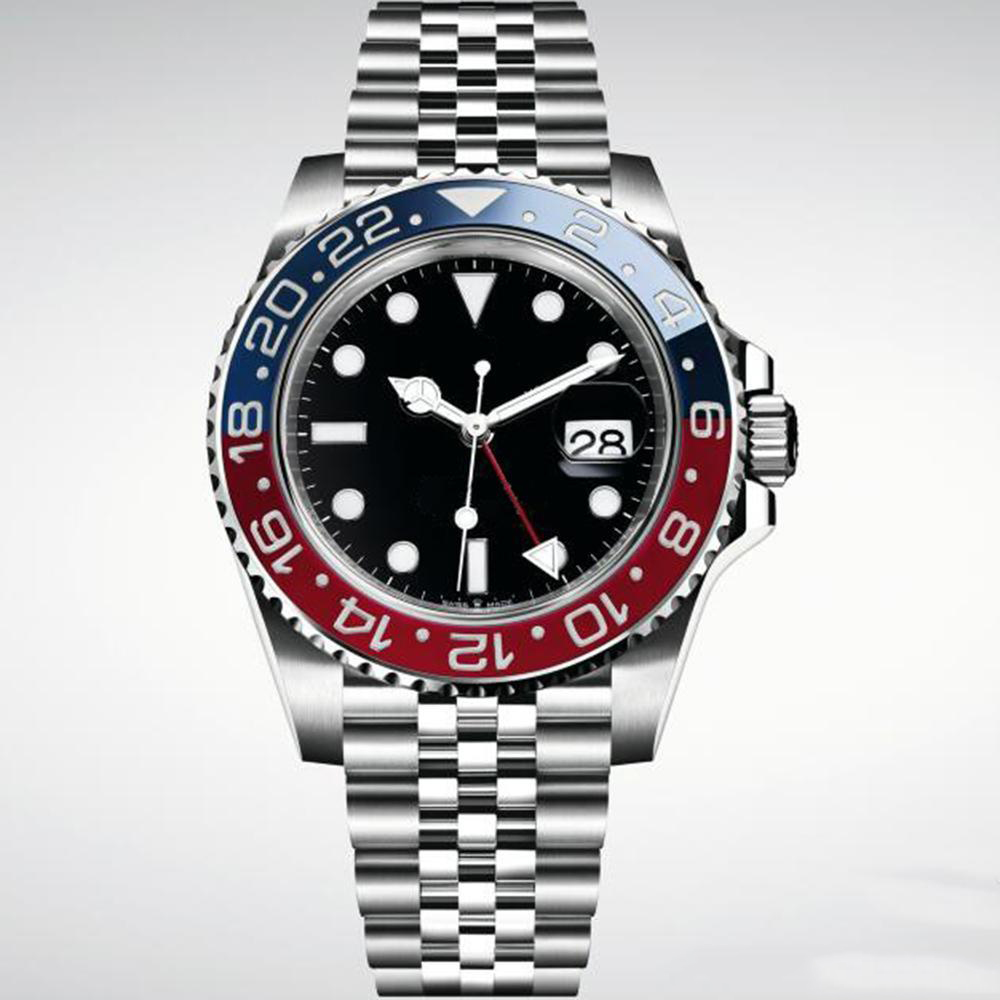 Top Mens Watch Automatic Mechanical Watches GMT Stainless Steel Blue Red Ceramic Sapphire Glass 40mm Men Watches Wrist Watches-image-692779684