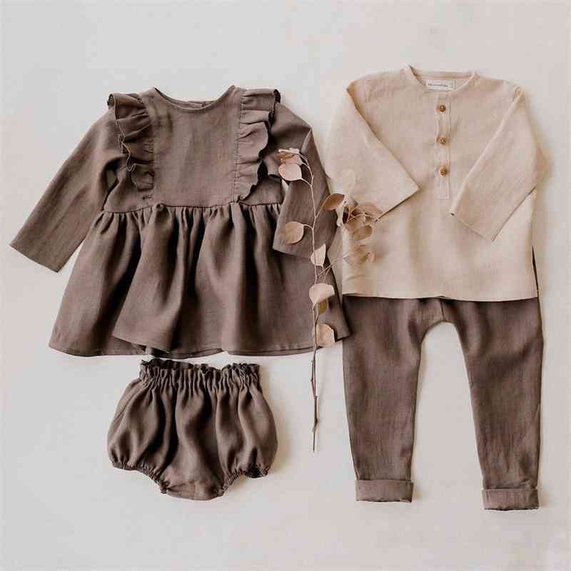 

Children's clothing 2020 autumn girls baby clothes ins cotton linen dress, Red;yellow