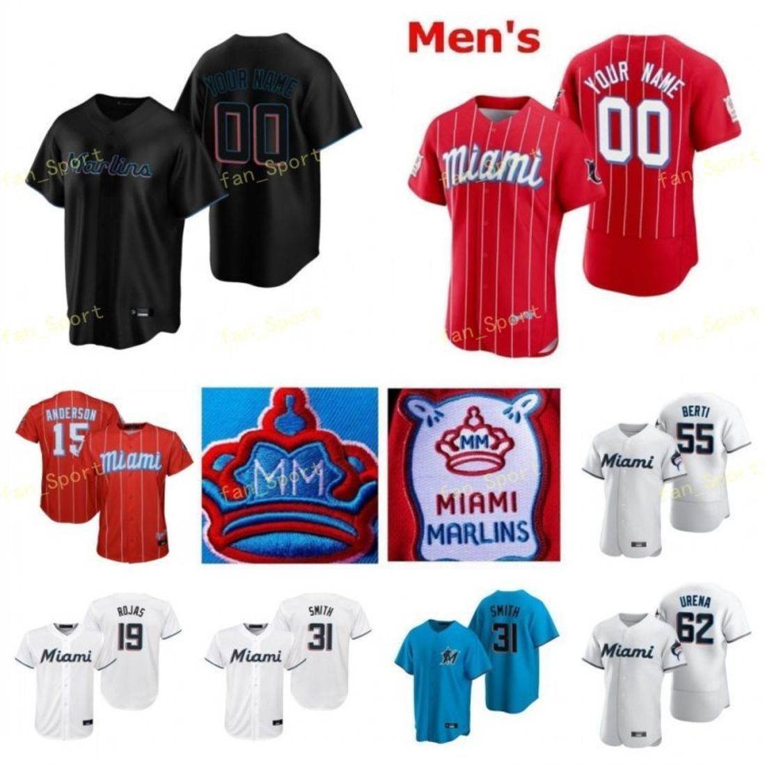 

Red City Connect Baseball Jersey 24 Jesus Aguilar 22 Sandy Alcantara 38 Jorge Alfaro 15 Brian Anderson Custom Men Women Youth Stitched, Blue;black