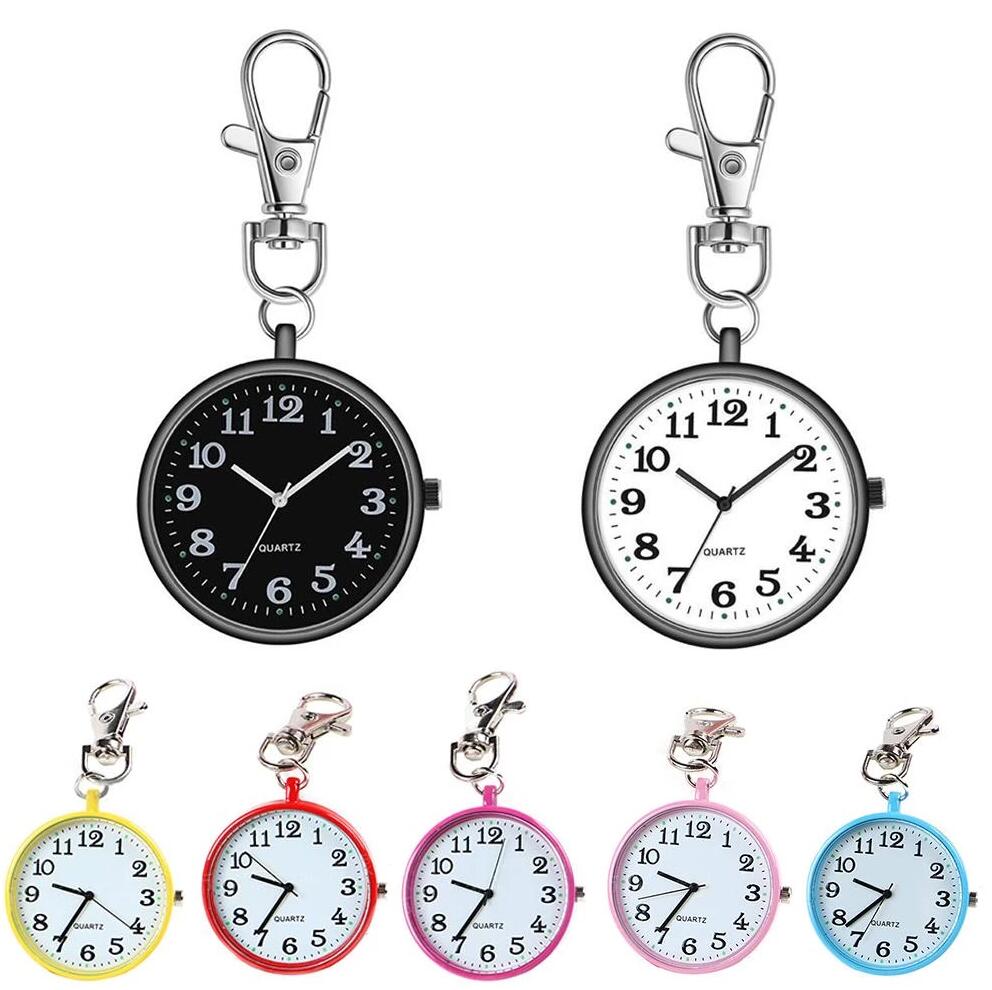 Minimalistisk kvarts fickur för sjuksköterska ultra tunna öppna ansikte sjuksköterska klockor bärbar unisex nyckel spänne hänge clock gåva