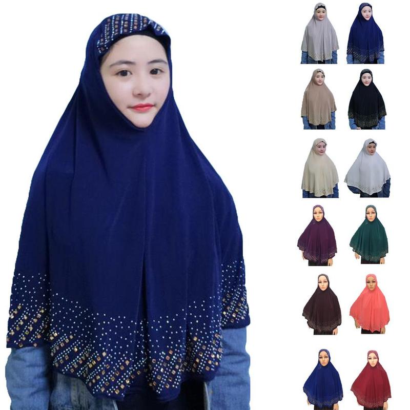 

Ramadan Muslim Prayer Garment Hijab Women Long Hijab Scarf Headwrap Overhead Abaya Khimar Islamic Headscarf Full Cover Shawl