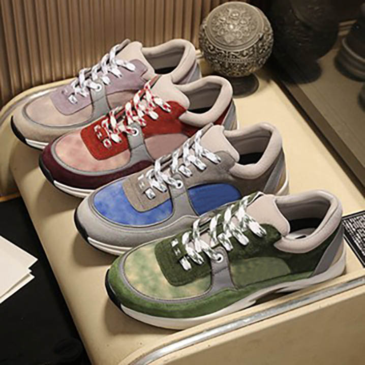 

women men classical sneaker casual shoes Embroidery printing suede real leather Breathable comfortable Advanced technology show style shoe with box, Black