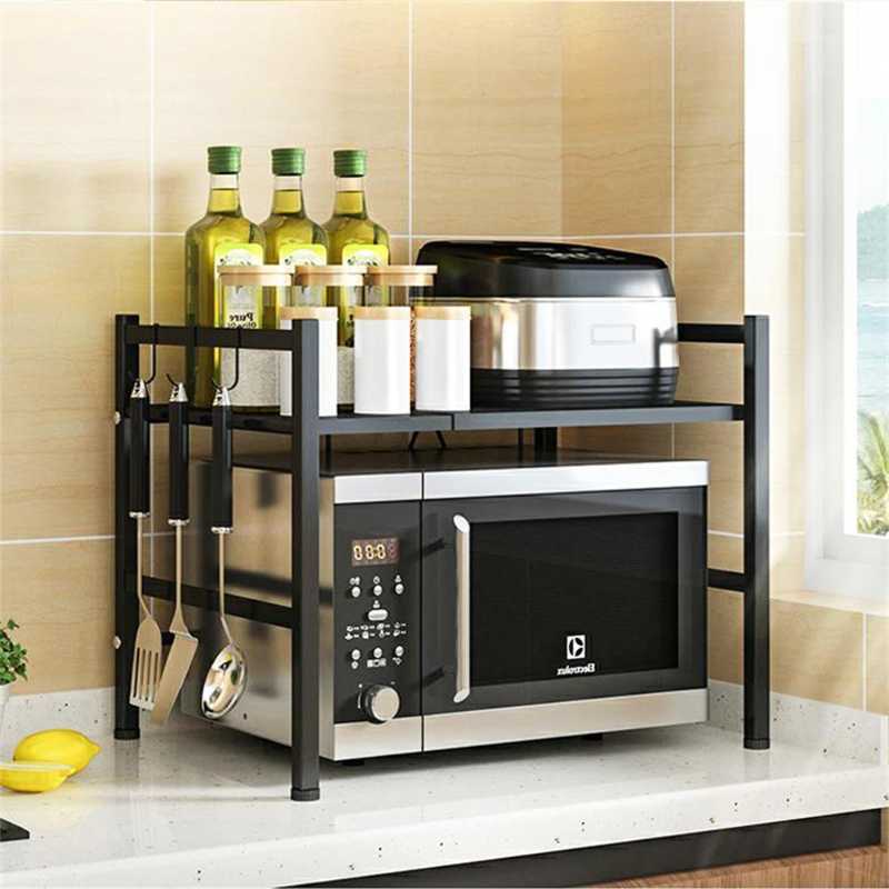 

Hooks & Rails 1Layers Kitchen Microwave Oven Rack Storage Shelf Organizer Holder Movable Cabinet Dish Shelving Home Appliances Printer