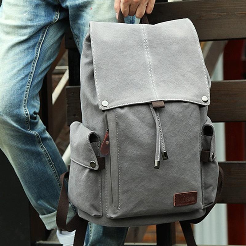 

Backpack Men's Bag Canvas Single Shoulder Wear Resistant College Styl, Black