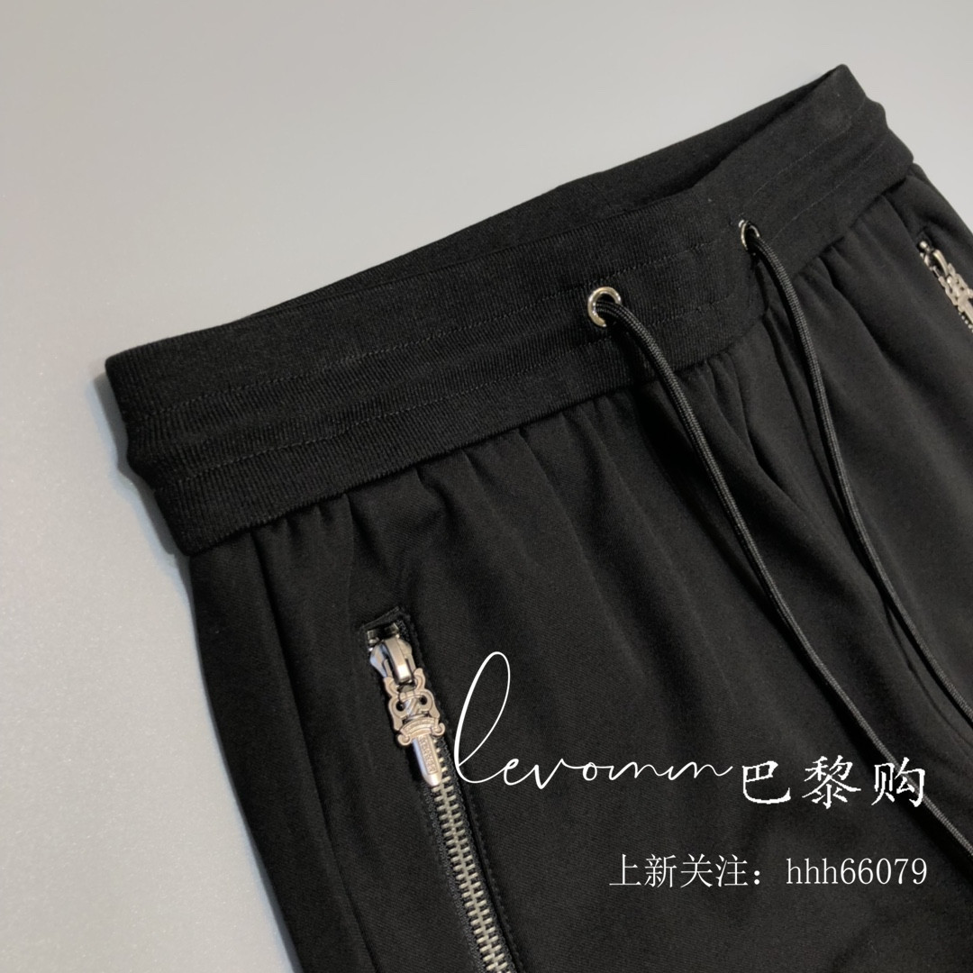 

Chrome-Hearts Crosin Ch / Special Counter New Autumn and Winter Leather Label Cross Flower Plush Men's and Women's Identical Pants, Black