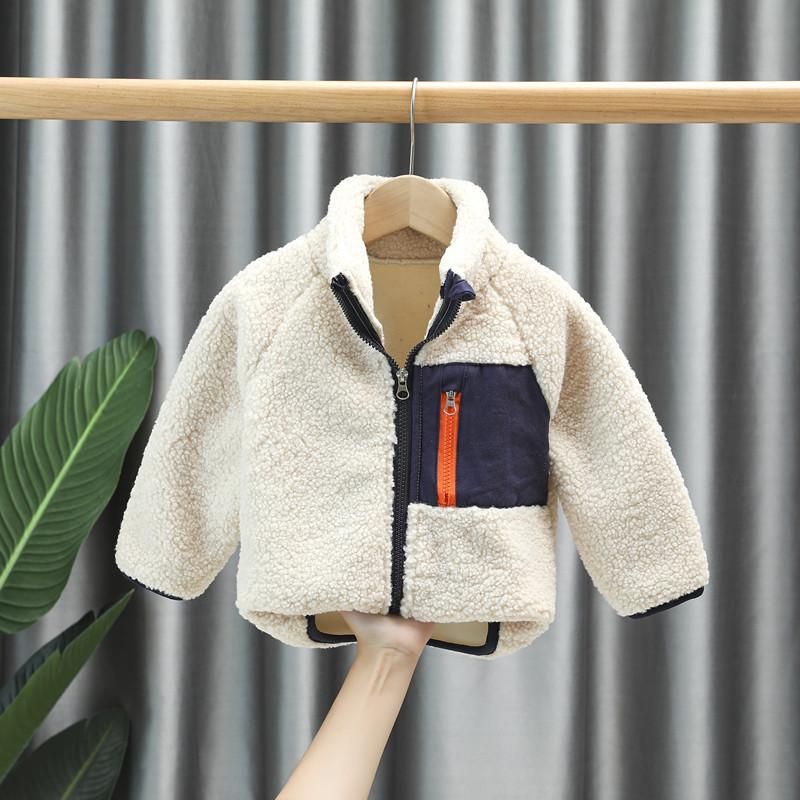 

Jackets Autumn Winter Kids Boy's Clothes Baby Outfits Lamb Wool Cardigan Padded Jacket Outerwear For Boys Clothing Coats, As picture 3