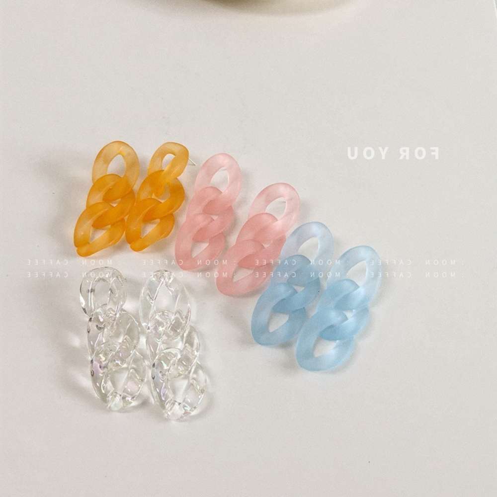 

earrings Honey peach girl coming S925 silver needle Korean ins super fire acrylic chain water wave earrings, Golden