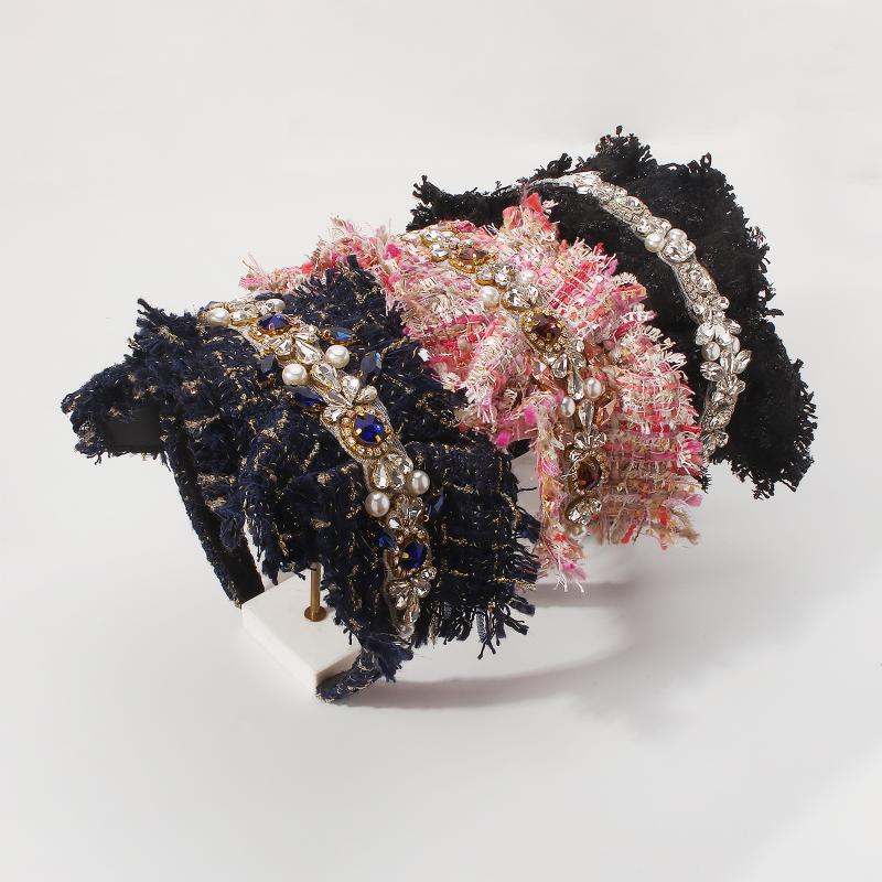

Hair Clips & Barrettes Luxury Handmade Baroque Rhinestone Hairband For Women Girls Personality Woven Fabric Headband Party Accessories Whole, Golden;silver
