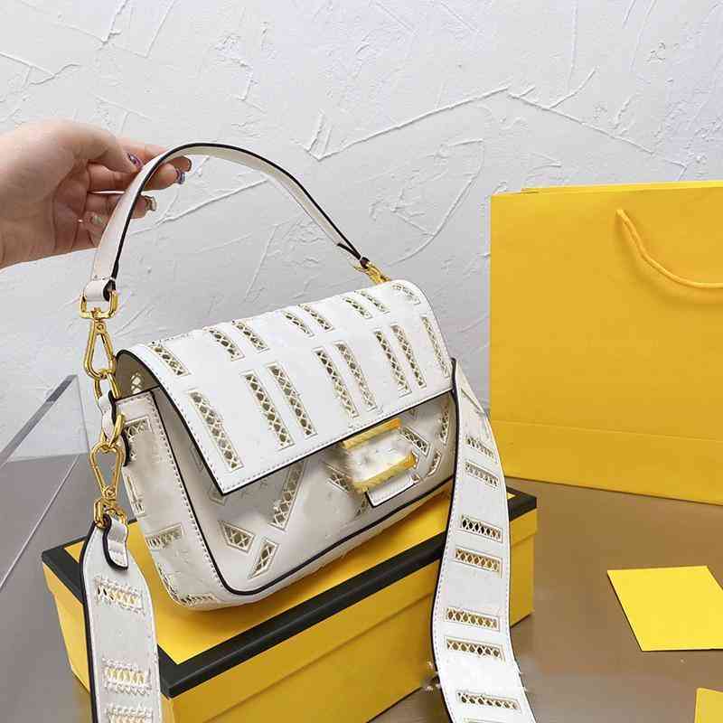 

Large-capacity bags colors With exquisite packaging and original box Women Hollow Out Stick Vintage One Shoulder Straddle Hand Fashion, White