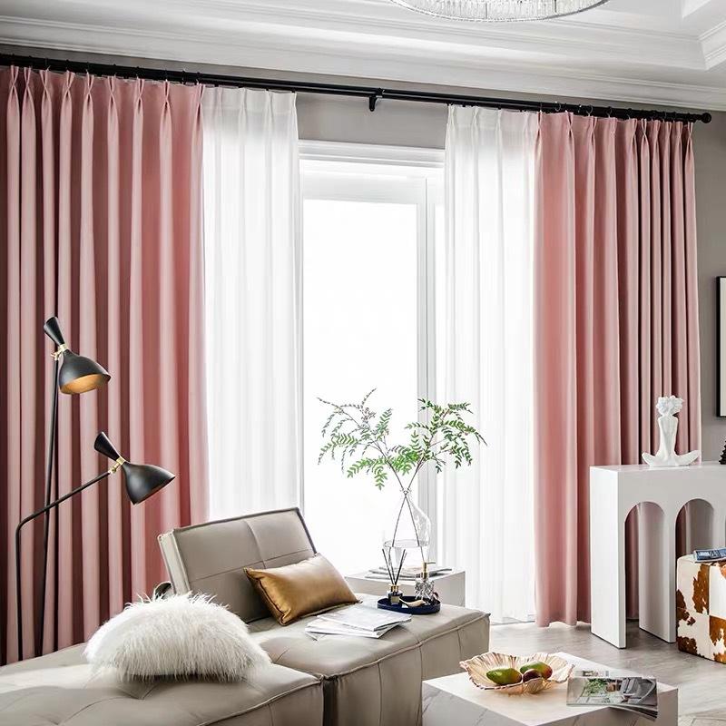 

Curtain & Drapes Nordic Style Light Blackout Curtains For Living Room Bedroom Solid Color Window Treatment Blinds Finished