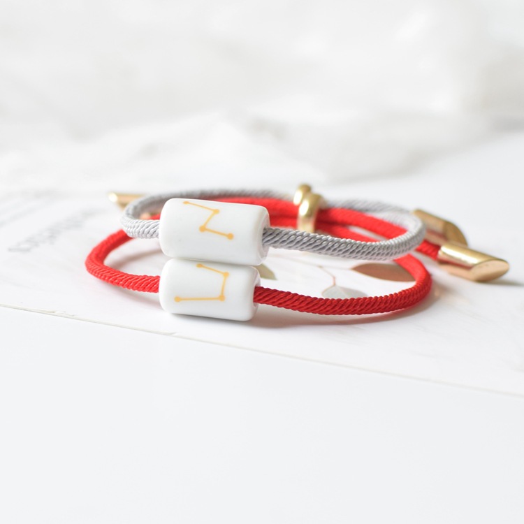 

12 Constellation Zodiac Sign Bracelet Horoscope Astrology Ceramics Bracelets for Men Boys Women Girl Couple Lovers Bracelet