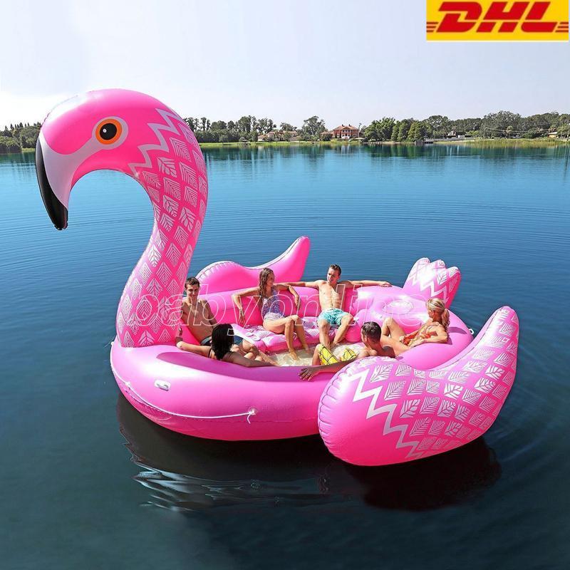 

6-7 Person Inflatable Giant Pink Flamingo Pool Float Large Lake Float Inflatable Unicorn Peacock Float Island Water Toys swim Pool Fun Raft