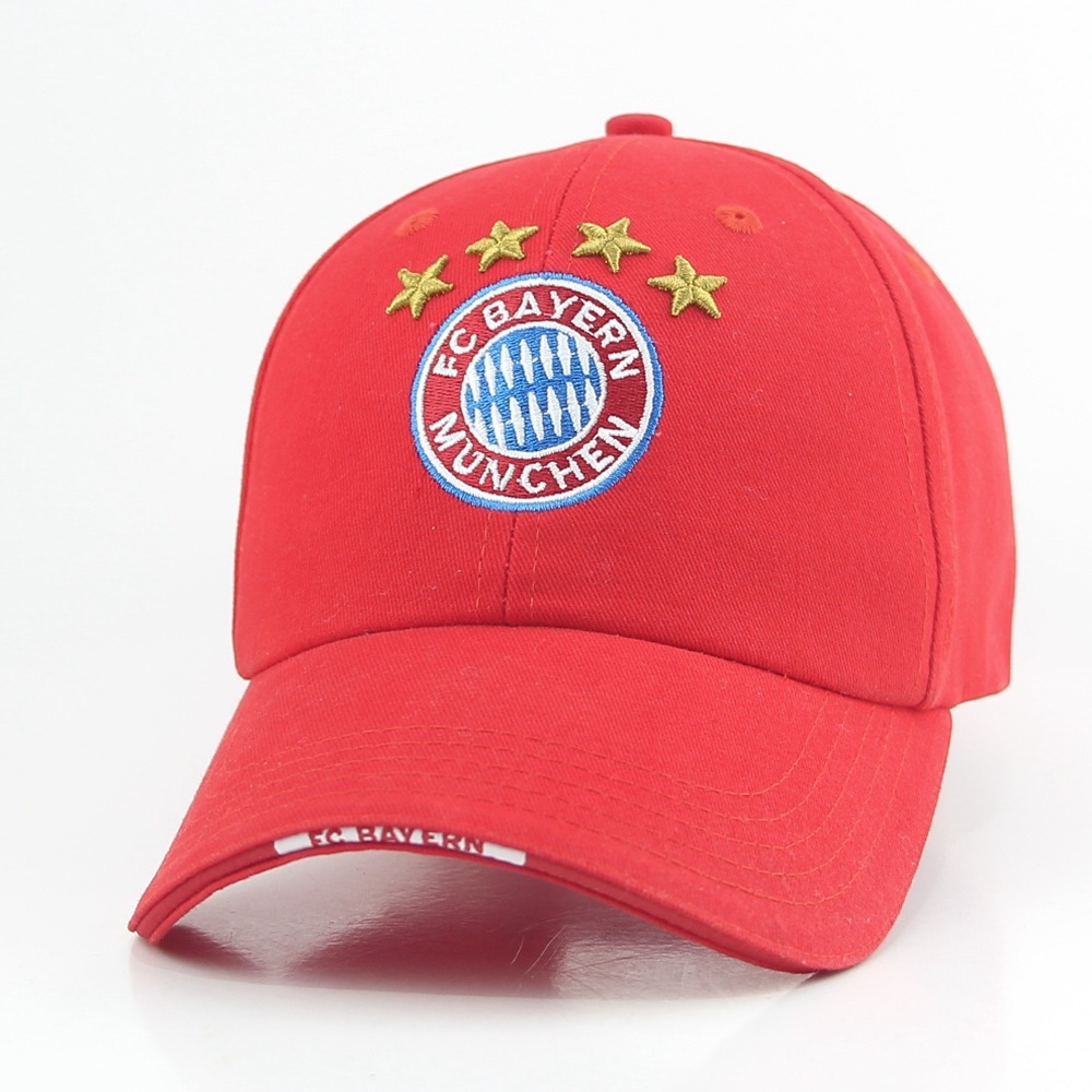 

Hat Football Club Baseball Cap Woven Mark Sand Hat Embroidered Team Emblem, Red