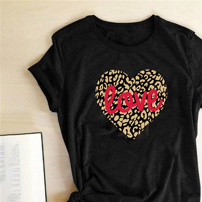 

love letter leopard print women t shirt heart short sleeve casual summer couple harajuku tees camiseta mujer, White