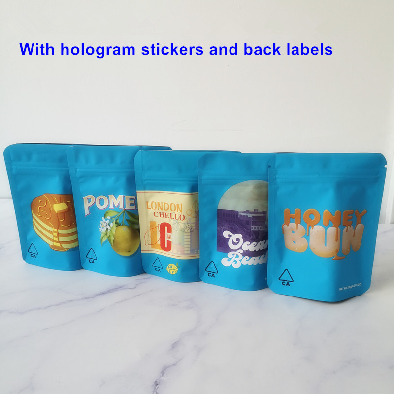 New 3.5g 1/8 Cookies California SF PAN CAKE Mylar Bags Pomelo London Chello Packaging Bags 420 Dry Herb Flowers-image-691502346