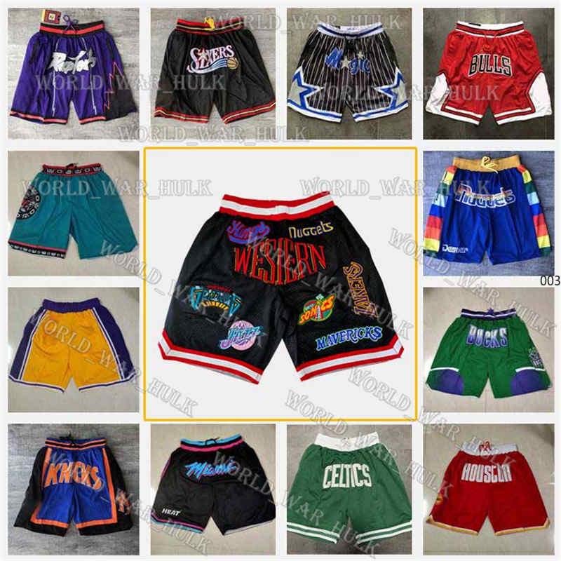 

Just DON Pocket Shorts Basketball Shorts Los Angeles Lakers Brooklyn Net Bull Sport Hip Pop Pant Pocket Zipper Stitched, Black